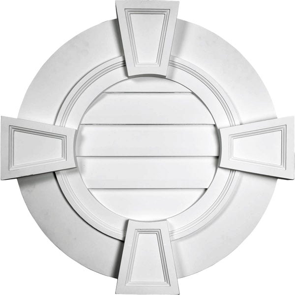 30"W x 30"H x 1 1/2"P, Round Gable Vent with Keystones, Functional