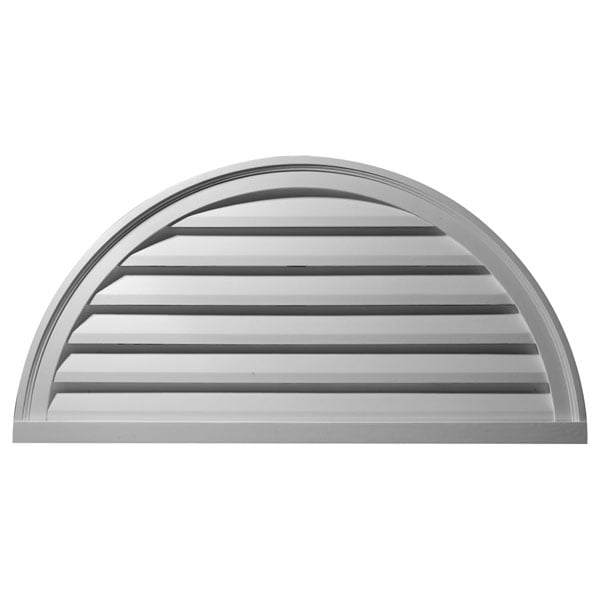 48"W x 24"H x 1 1/4"P, Half Round Gable Vent Louver, Functional