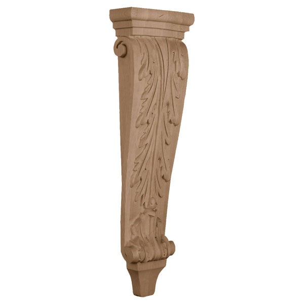 6 3/4"W x 3"D x 22"H, Large Acanthus Pilaster Corbel, Cherry