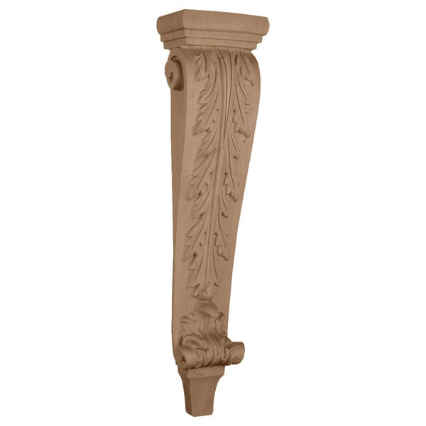 6 3/4"W x 4 1/4"D x 27 1/2"H, Extra Large Acanthus Pilaster Corbel, Cherry
