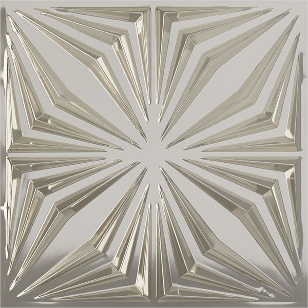 19 5/8"W x 19 5/8"H Asher EnduraWall Decorative 3D Wall Panel, Bright Coat Chrome (Covers 2.67 Sq. Ft.)