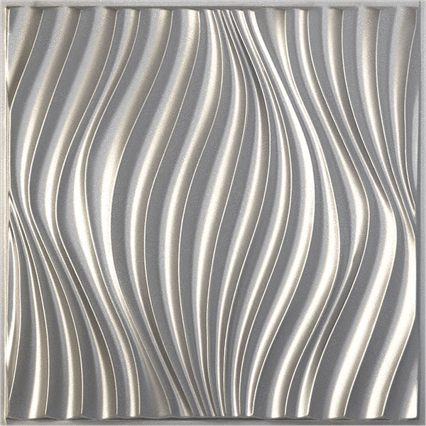 19 5/8"W x 19 5/8"H Billow EnduraWall Decorative 3D Wall Panel, Metallic Dark Steel (Covers 2.67 Sq. Ft.)