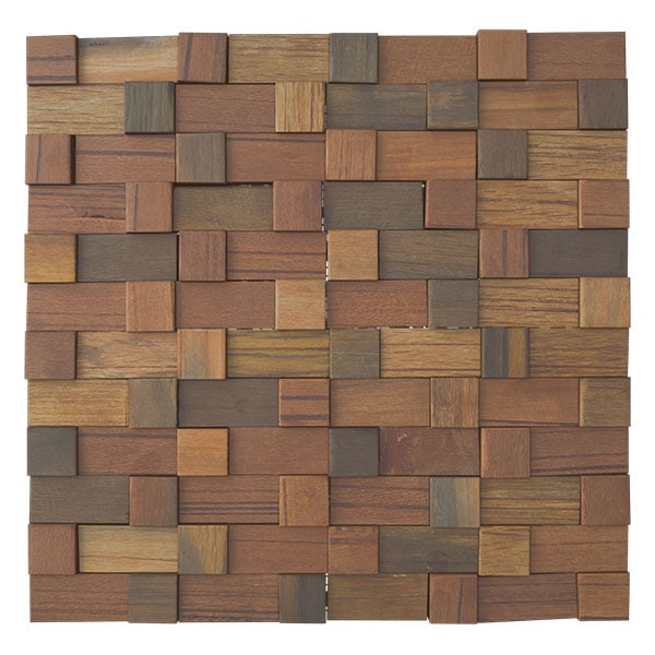 11 7/8"W x 11 7/8"H x 1/2"P Ancient Wood Mosaic Wall Tile, Old Boat Wood