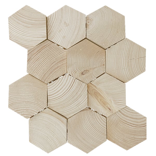 11 7/8"W x 11 7/8"H x 1/2"P Medium Honeycomb Wood Mosaic Wall Tile, Spruce
