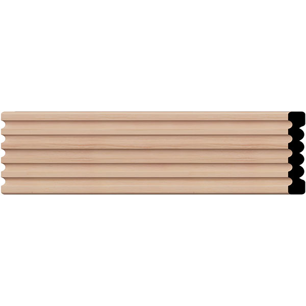 WM338 5/8"D x 3 3/8"W x 96"L Americraft Solid Hardwood Stain Grade Fluted or Reeded Reversible Moulding, Cherry