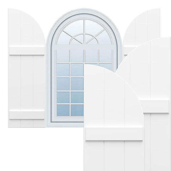 EnduraCore Composite, Two Board Arch Top Joined Board-n-Batten Shutters (Per Pair - Hardware Not Included)