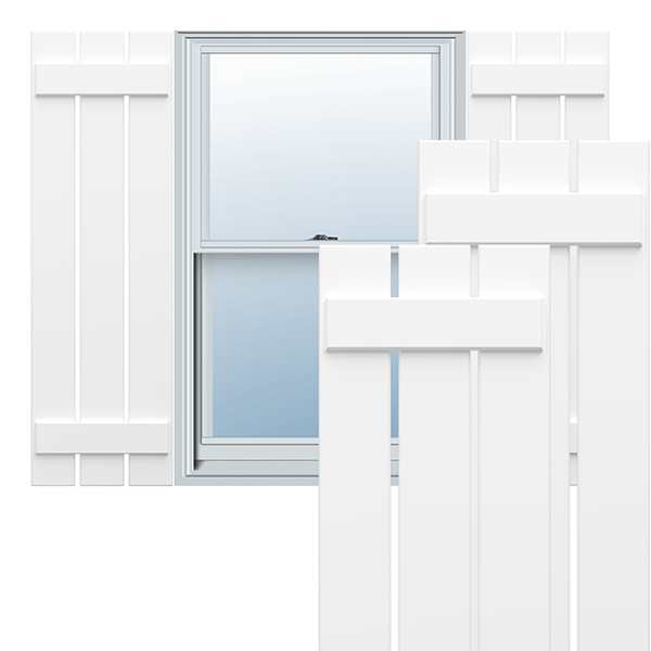 EnduraCore Composite, Two Board Spaced Board-n-Batten Shutters (Per Pair - Hardware Not Included)