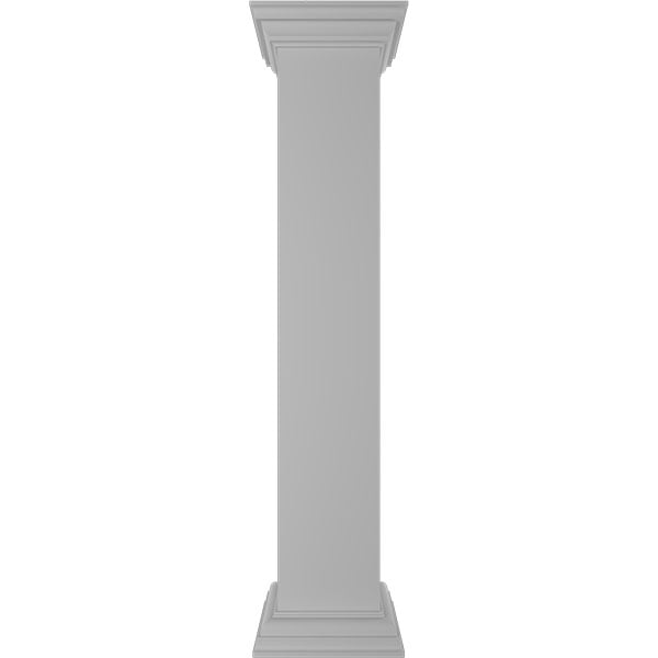 8"W x 48"H Plain Newel Post with Flat Capital & Base Trim (Installation kit included)