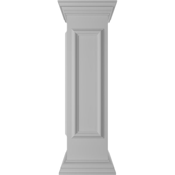 10"W x 40"H Corner Newel Post with Panel, Flat Capital & Base Trim (Installation kit included)