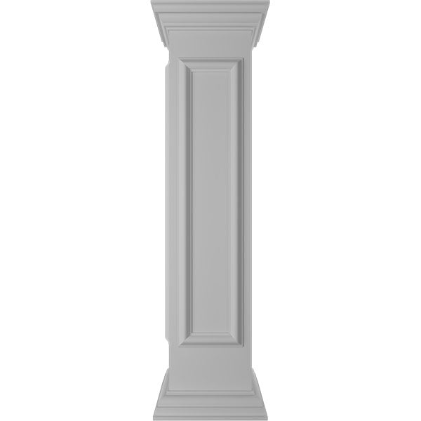 10"W x 48"H Corner Newel Post with Panel, Flat Capital & Base Trim (Installation kit included)