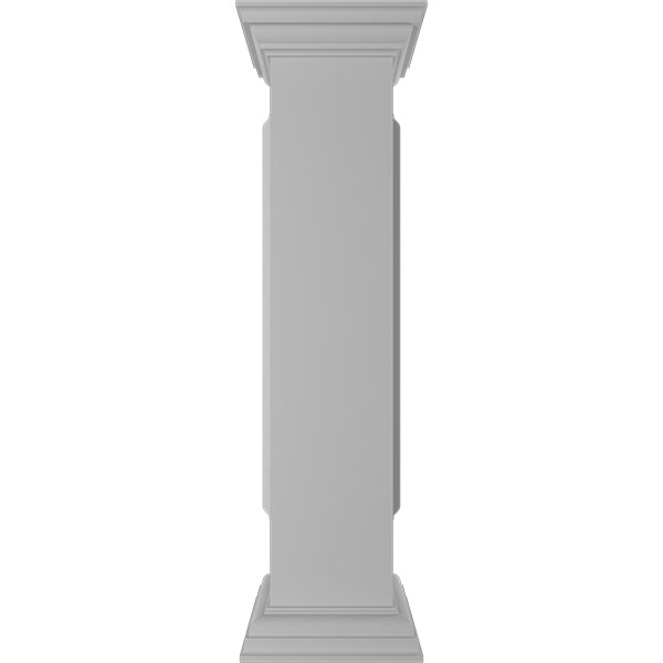 8"W x 40"H Straight Newel Post with Panel, Flat Capital & Base Trim (Installation kit included)