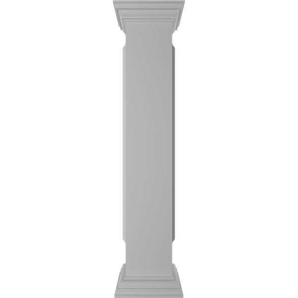 8"W x 48"H Straight Newel Post with Panel, Flat Capital & Base Trim (Installation kit included)