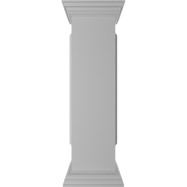 10"W x 40"H Straight Newel Post with Panel, Flat Capital & Base Trim (Installation kit included)