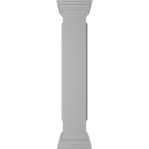 8"W x 48"H Straight Newel Post with Panel, Peaked Capital & Base Trim (Installation kit included)