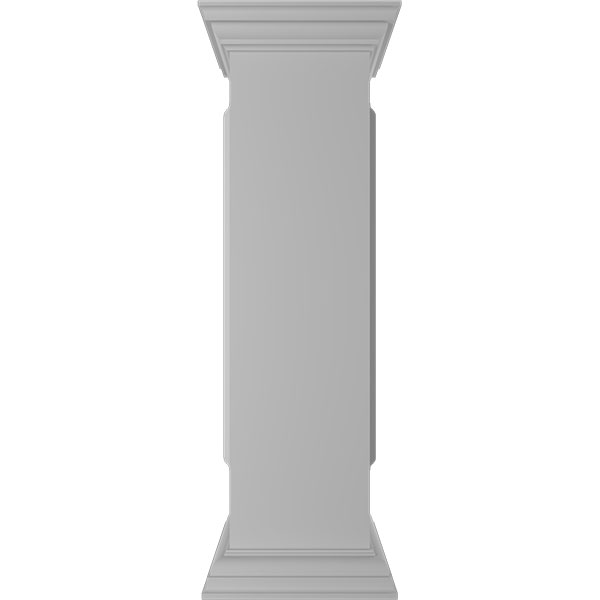 10"W x 40"H Straight Newel Post with Panel, Peaked Capital & Base Trim (Installation kit included)