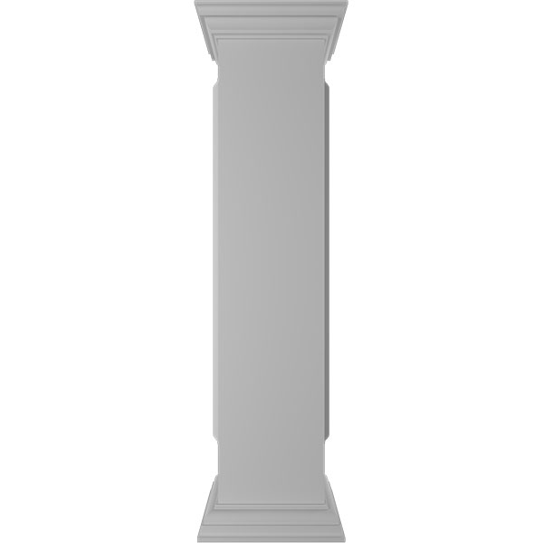 10"W x 48"H Straight Newel Post with Panel, Peaked Capital & Base Trim (Installation kit included)