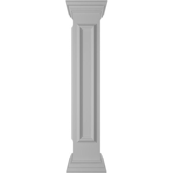 8"W x 48"H Corner Newel Post with Panel, Peaked Capital & Base Trim (Installation kit included)