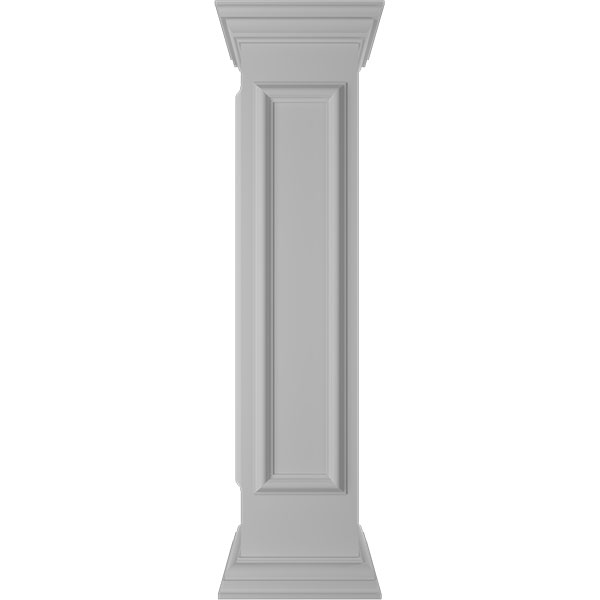 10"W x 48"H Corner Newel Post with Panel, Peaked Capital & Base Trim (Installation kit included)