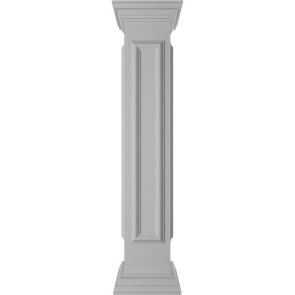 8"W x 48"H End Newel Post with Panel, Flat Capital & Base Trim (Installation kit included)