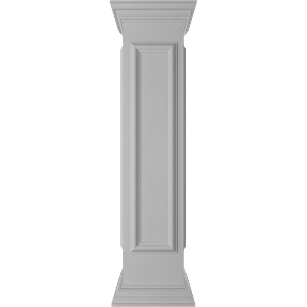 10"W x 48"H End Newel Post with Panel, Flat Capital & Base Trim (Installation kit included)