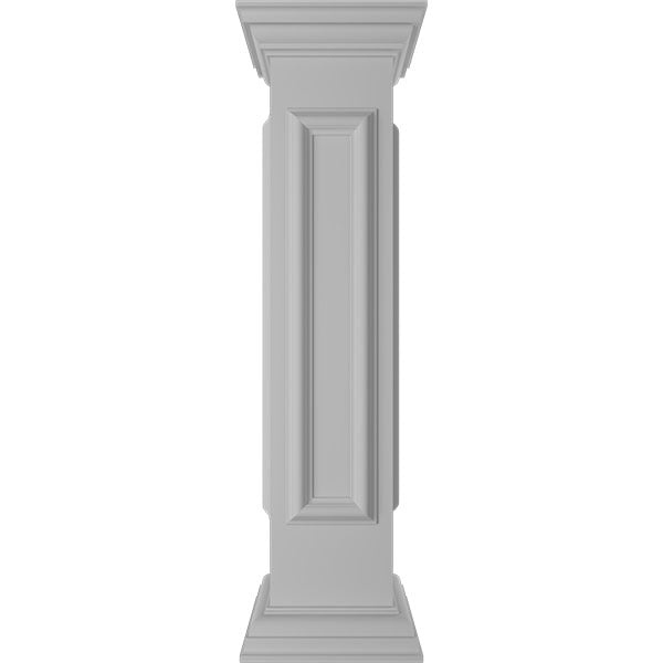 8"W x 40"H End Newel Post with Panel, Peaked Capital & Base Trim (Installation kit included)