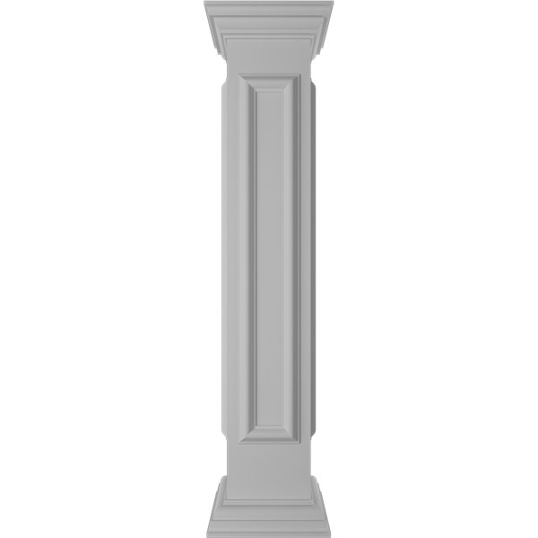 8"W x 48"H End Newel Post with Panel, Peaked Capital & Base Trim (Installation kit included)