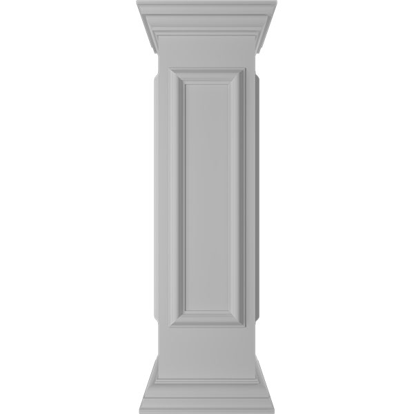 10"W x 40"H End Newel Post with Panel, Peaked Capital & Base Trim (Installation kit included)