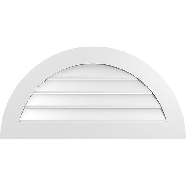 38"W  x 19"H Half Round Surface Mount Signature Urethane Gable Vent: Functional, w/ 3-1/2"W x 1"P Standard Frame