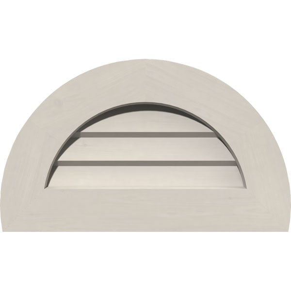 36"W x 18"H Half Round Gable Vent (41"W x 23"H Frame Size): Primed, Non-Functional, Smooth Western Red Cedar Gable Vent w/ Decorative Face Frame