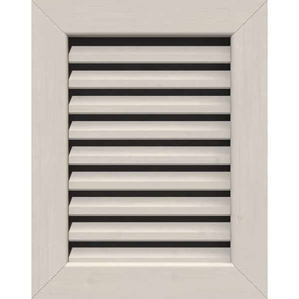 18"W x 18"H Rectangle Gable Vent (23"W x 23"H Frame Size): Primed, Functional, Smooth Pine Gable Vent w/ 1" x 4" Flat Trim Frame