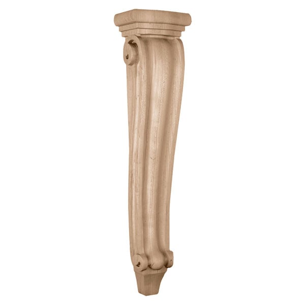 6 3/4"W x 4 1/4"D x 27 1/2"H, Extra Large Traditional Pilaster Corbel, Red Oak