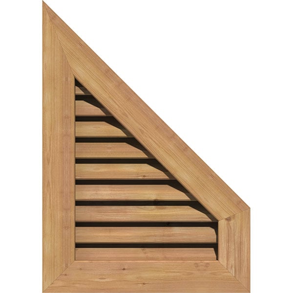 12"W x 16"H Half Peaked Top Right (17"W x 24 3/8"H Frame Size) 14/12 Pitch: Unfinished, Functional, Smooth Western Red Cedar Gable Vent w/ 1" x 4" Flat Trim Frame