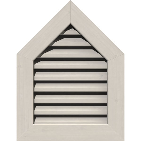 18"W x 26"H Peaked Top Gable Vent (23"W x 31 1/8"H Frame Size) 10/12 Pitch: Primed, Functional, Smooth Western Red Cedar Gable Vent w/ 1" x 4" Flat Trim Frame