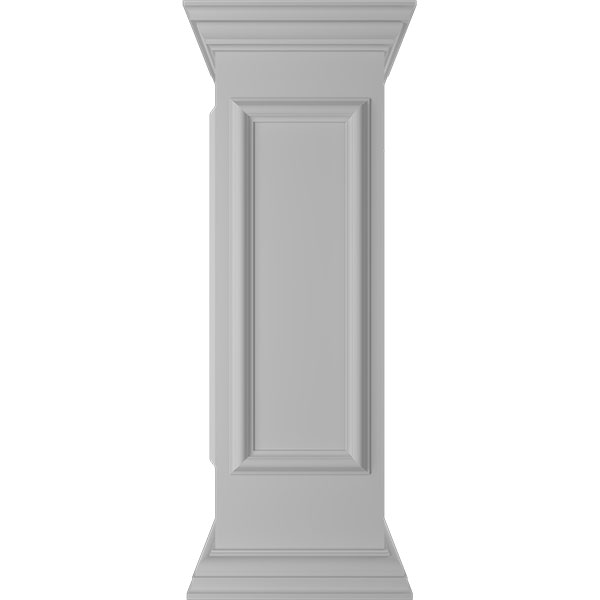 12"W x 40"H Corner Newel Post with Panel, Flat Capital & Base Trim (Installation kit included)