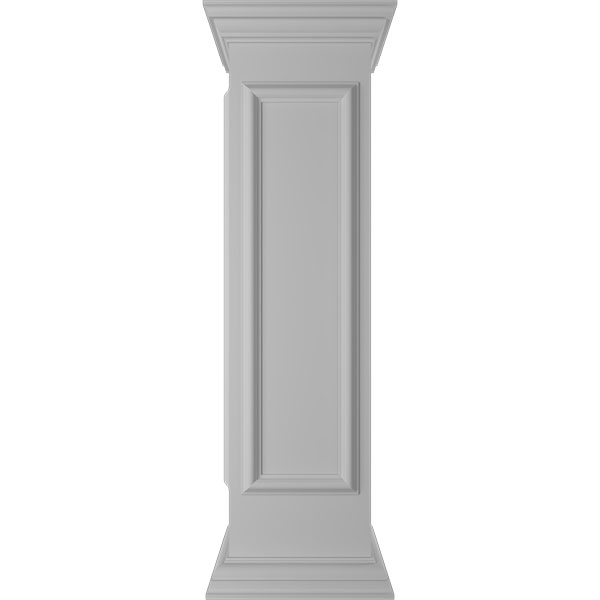12"W x 48"H Corner Newel Post with Panel, Peaked Capital & Base Trim (Installation kit included)