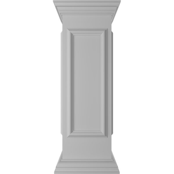12"W x 40"H End Newel Post with Panel, Flat Capital & Base Trim (Installation kit included)