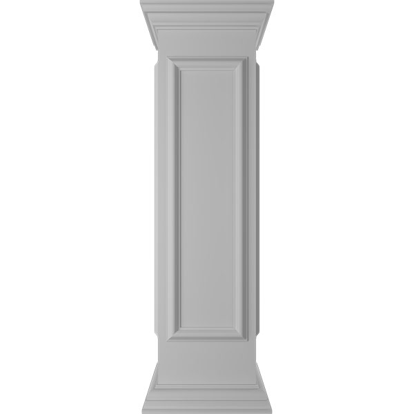 12"W x 48"H End Newel Post with Panel, Flat Capital & Base Trim (Installation kit included)