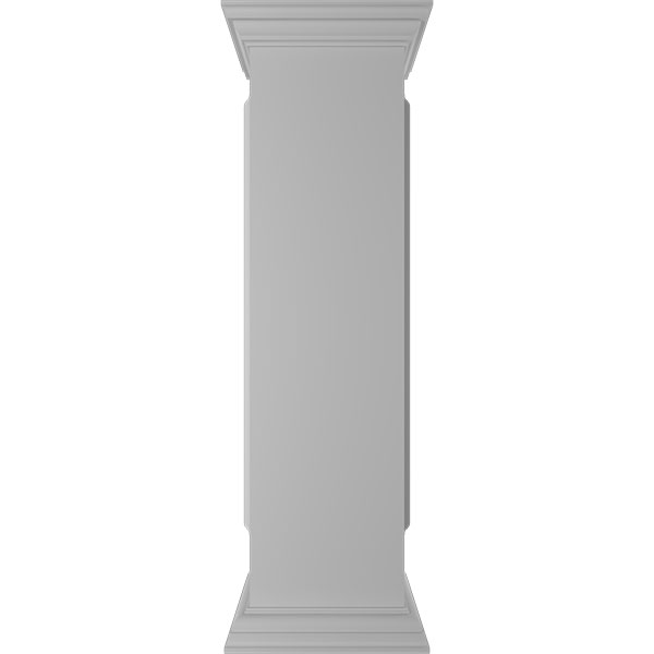 12"W x 48"H Straight Newel Post with Panel, Peaked Capital & Base Trim (Installation kit included)