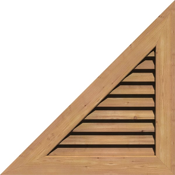 18"W x 12"H Right Triangle Gable Vent - Left Side (27 5/8"W x 18 1/2"H Frame Size) 8/12 Pitch: Unfinished, Functional, Smooth Western Red Cedar Gable Vent w/ 1" x 4" Flat Trim Frame