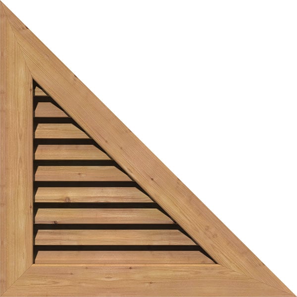 18"W x 12"H Right Triangle Gable Vent - Right Side (27 5/8"W x 18 1/2"H Frame Size) 8/12 Pitch: Unfinished, Functional, Smooth Western Red Cedar Gable Vent w/ 1" x 4" Flat Trim Frame