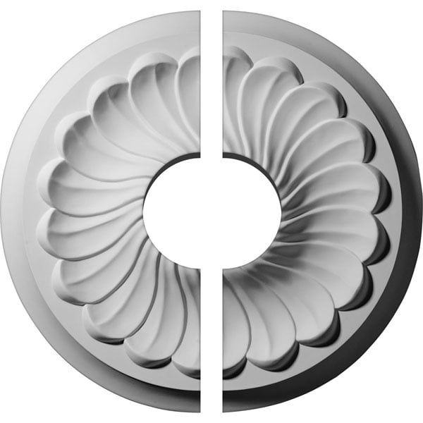 12 1/4"OD x 3 1/2"ID x 2 1/4"P Flower Spiral Ceiling Medallion, Two Piece (Fits Canopies up to 3 1/2")