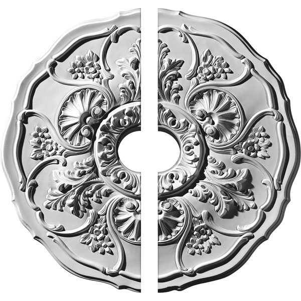 22 1/2"OD x 3 1/2"ID x 1 1/2"P Cornelia Ceiling Medallion, Two Piece (Fits Canopies up to 4")