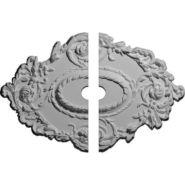 30 3/8"W x 20 3/4"H x 2 1/2"ID x 1"P Kinsley Flowing Leaf Ceiling Medallion, Two Piece (Fits Canopies up to 2 1/2")