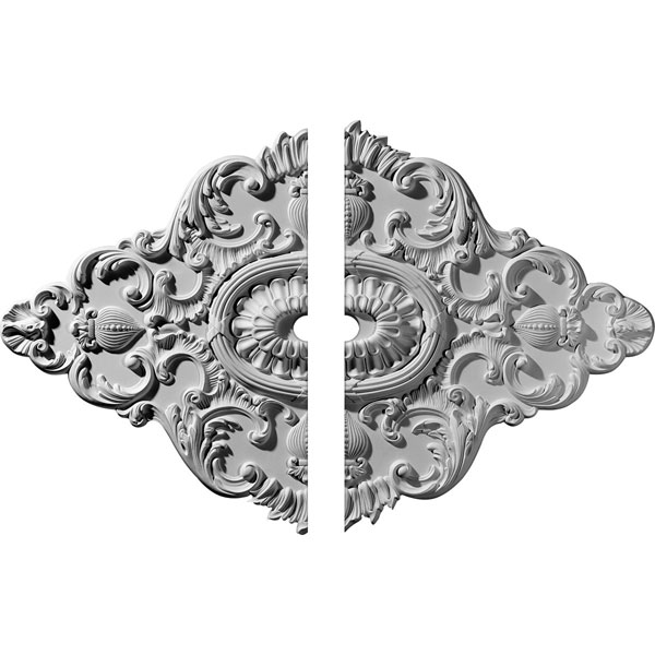 42 3/4"W x 28 7/8"H x 3"ID x 1"P Ashford Ceiling Medallion, Two Piece (Fits Canopies up to 3")