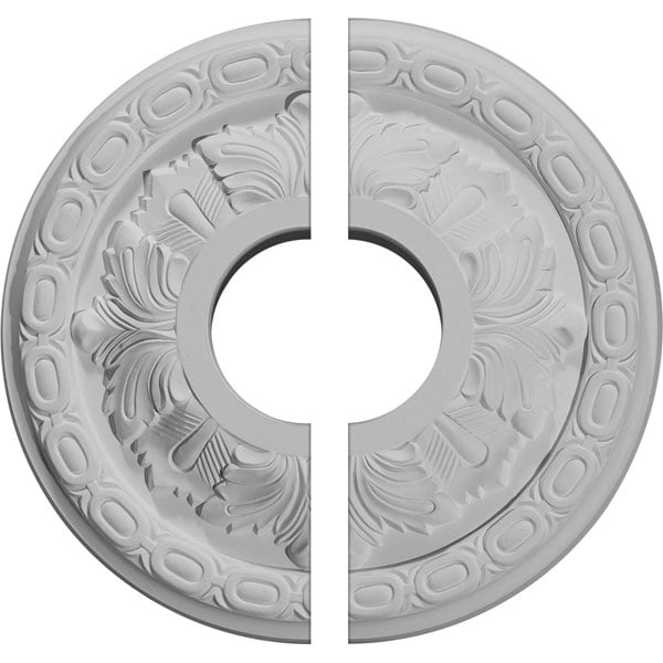 11 3/8"OD x 3 5/8"ID x 1 1/8"P Leaf Ceiling Medallion, Two Piece (Fits Canopies up to 4 3/4")