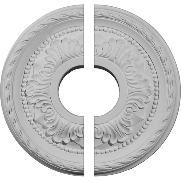 12 1/8"OD x 3 1/2"ID x 1"P Palmetto Ceiling Medallion, Two Piece (Fits Canopies up to 4 7/8")