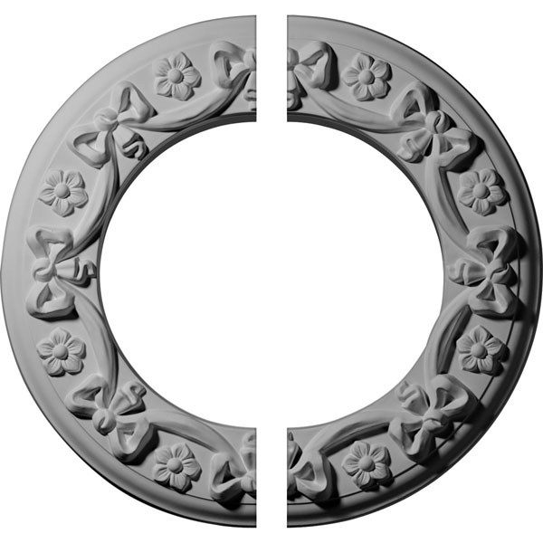 12 1/4"OD x 7 1/2"ID x 7/8"P Ribbon with Bow Ceiling Medallion, Two Piece (Fits Canopies up to 7 1/2")