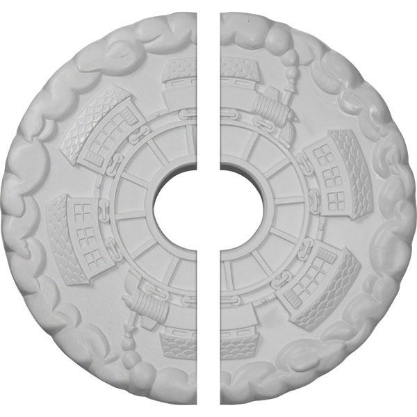18 1/2"OD x 3 7/8"ID x 1"P Kendall Train Station Ceiling Medallion, Two Piece (Fits Canopies up to 3 7/8")