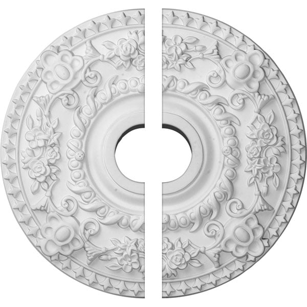 18"OD x 3 1/2"ID x 1 1/2"P Rose Ceiling Medallion, Two Piece (Fits Canopies up to 7 1/4")