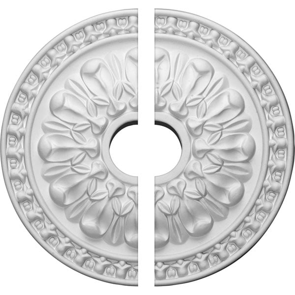 18"OD x 3 1/2"ID x 1 3/8"P Warsaw Ceiling Medallion, Two Piece (Fits Canopies up to 3 1/2")